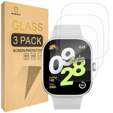 Mr.Shield Screen Protector compatible with Xiaomi (Redmi Watch 4) [Tempered Glass] [3-PACK] [Japan Glass with 9H Hardness]