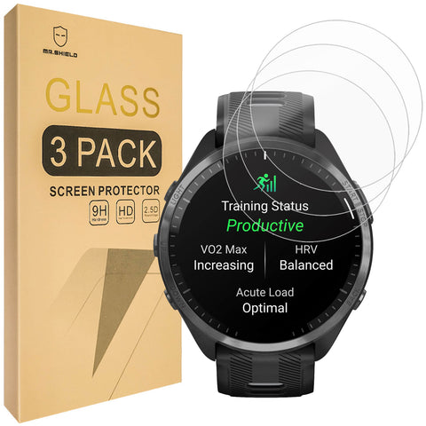 Mr.Shield Screen Protector compatible with Garmin Forerunner 965 [Tempered Glass] [3-PACK] [Japan Glass with 9H Hardness]